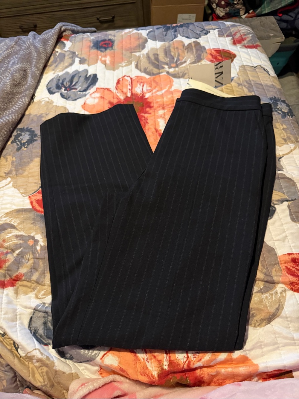 NWT Zara Navy Blue Pinstripe Trouser Pants